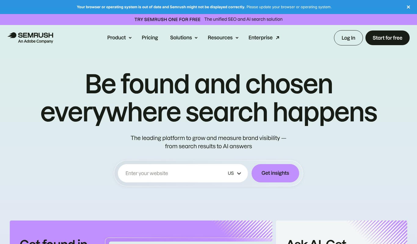 Semrush homepage